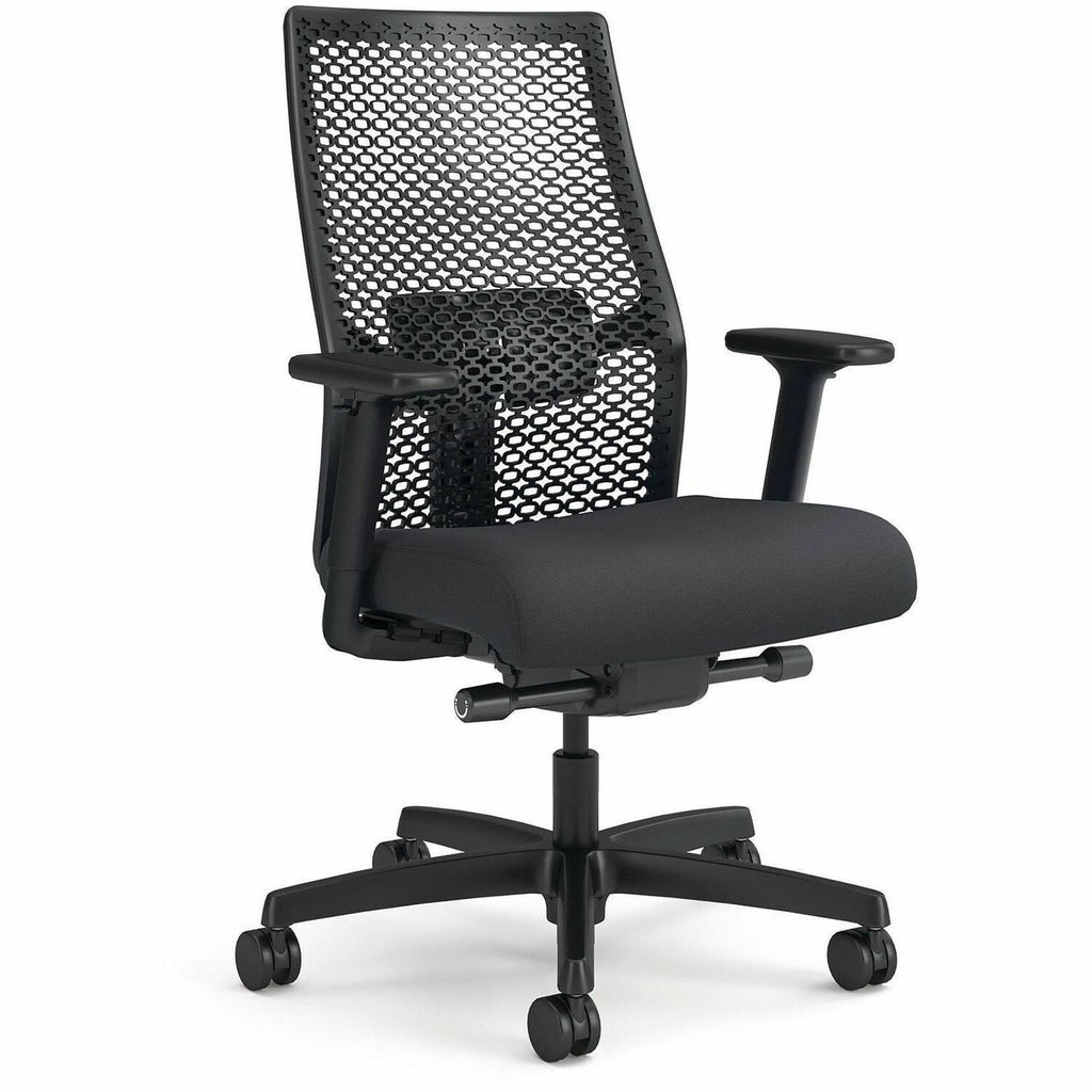 Ignition 2.0 ReActiv Mid-Back Task Chair, 17.25" to 21.75" Seat Height, Basalt Vinyl Seat, Charcoal Back, Black Base