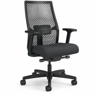 Ignition 2.0 ReActiv Mid-Back Task Chair, 17.25" to 21.75" Seat Height, Basalt Vinyl Seat, Charcoal Back, Black Base