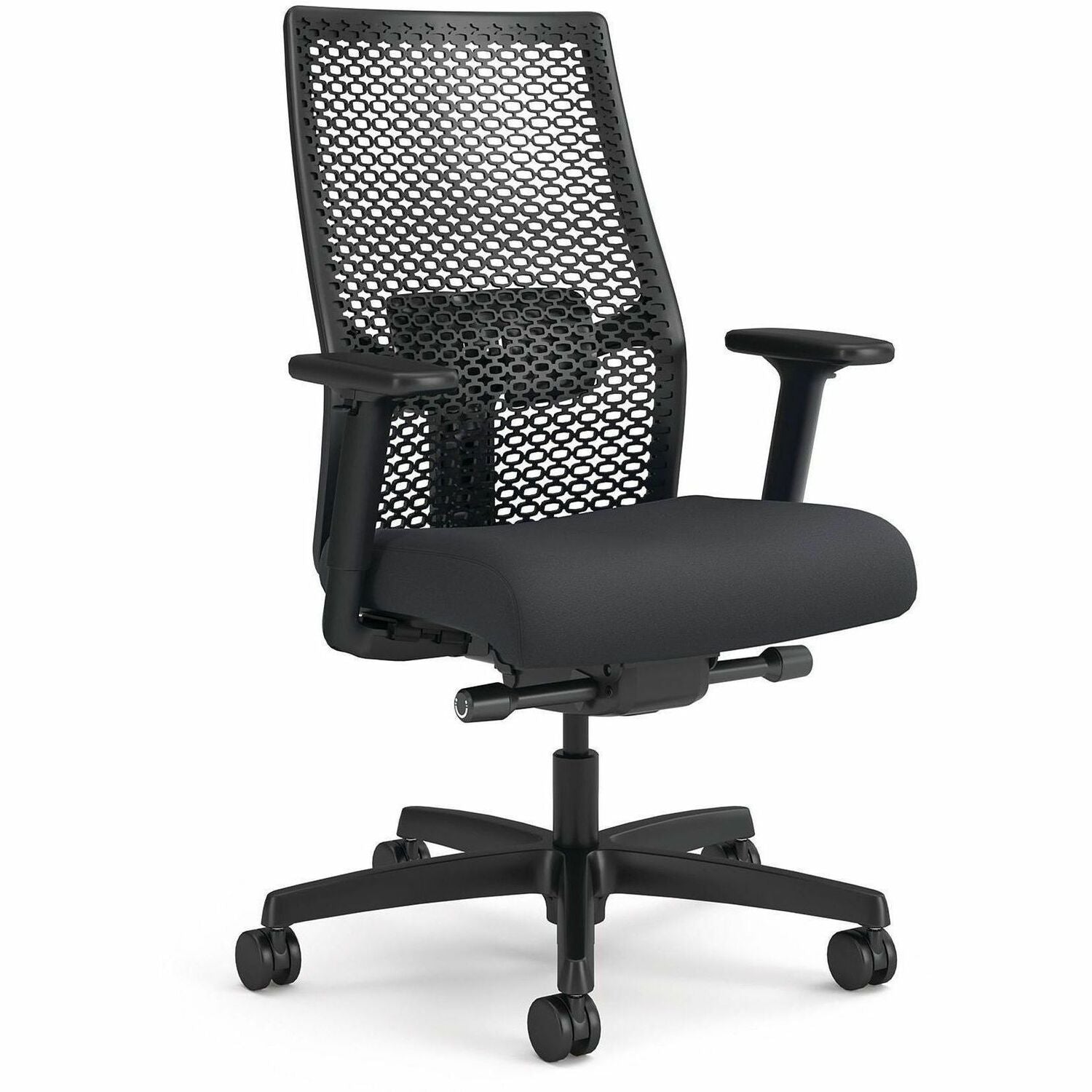 Ignition 2.0 ReActiv Mid-Back Task Chair, 17.25" to 21.75" Seat Height, Basalt Vinyl Seat, Charcoal Back, Black Base