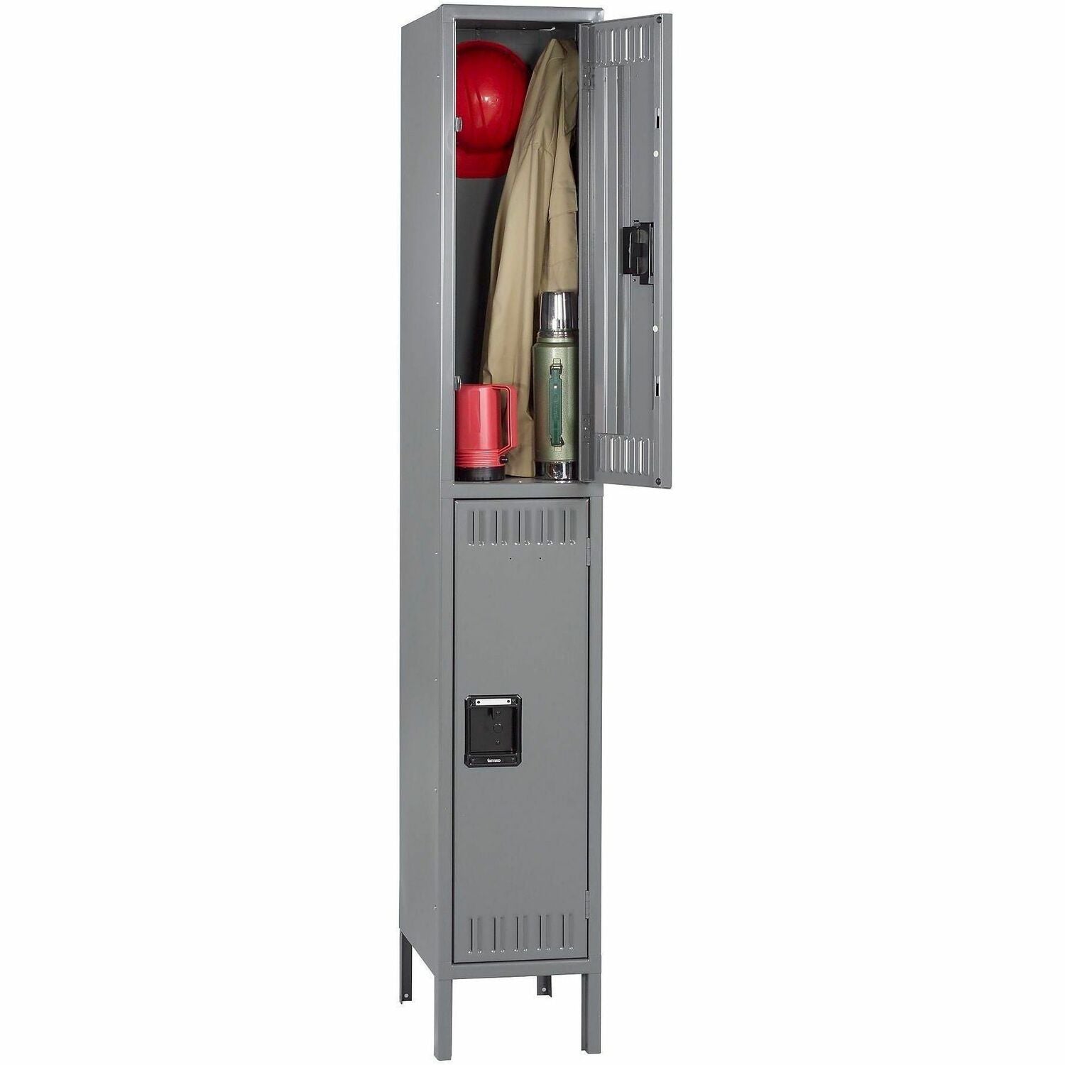 Double Tier Locker with Legs, Single Stack, 12w x 18d x 78h, Medium Gray