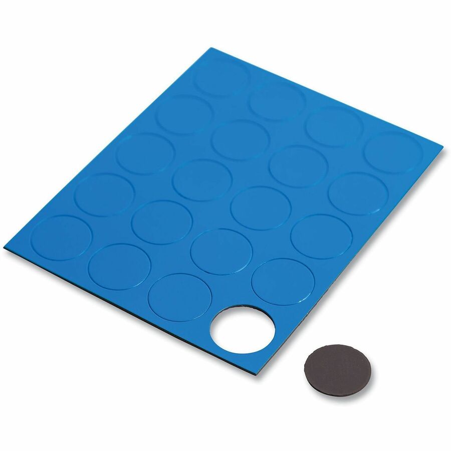 Heavy-Duty Board Magnets, Circles, 0.75" Diameter, Blue, 20/Pack