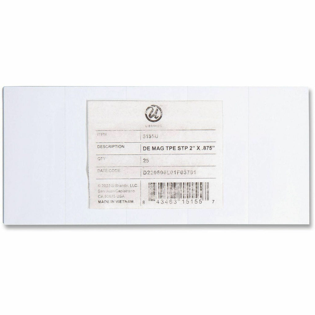 Dry Erase Magnetic Tape Strips, 2" x 0.88", White, 25/Pack