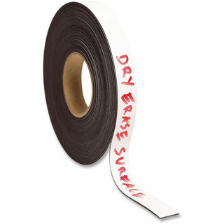 Dry Erase Magnetic Tape Roll, 1" x 50 ft, White