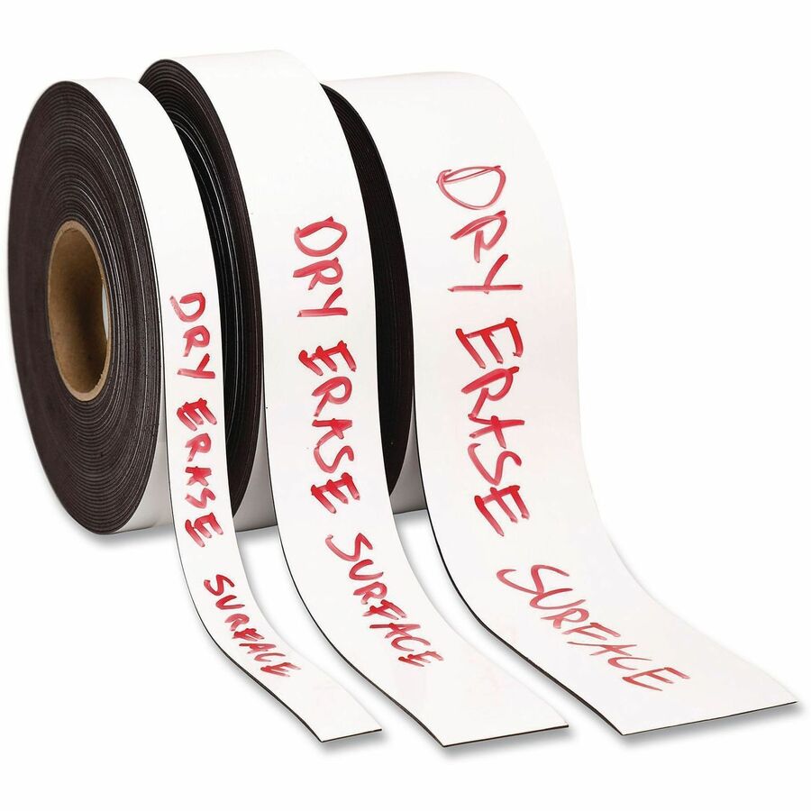 Dry Erase Magnetic Tape Roll, 1" x 50 ft, White