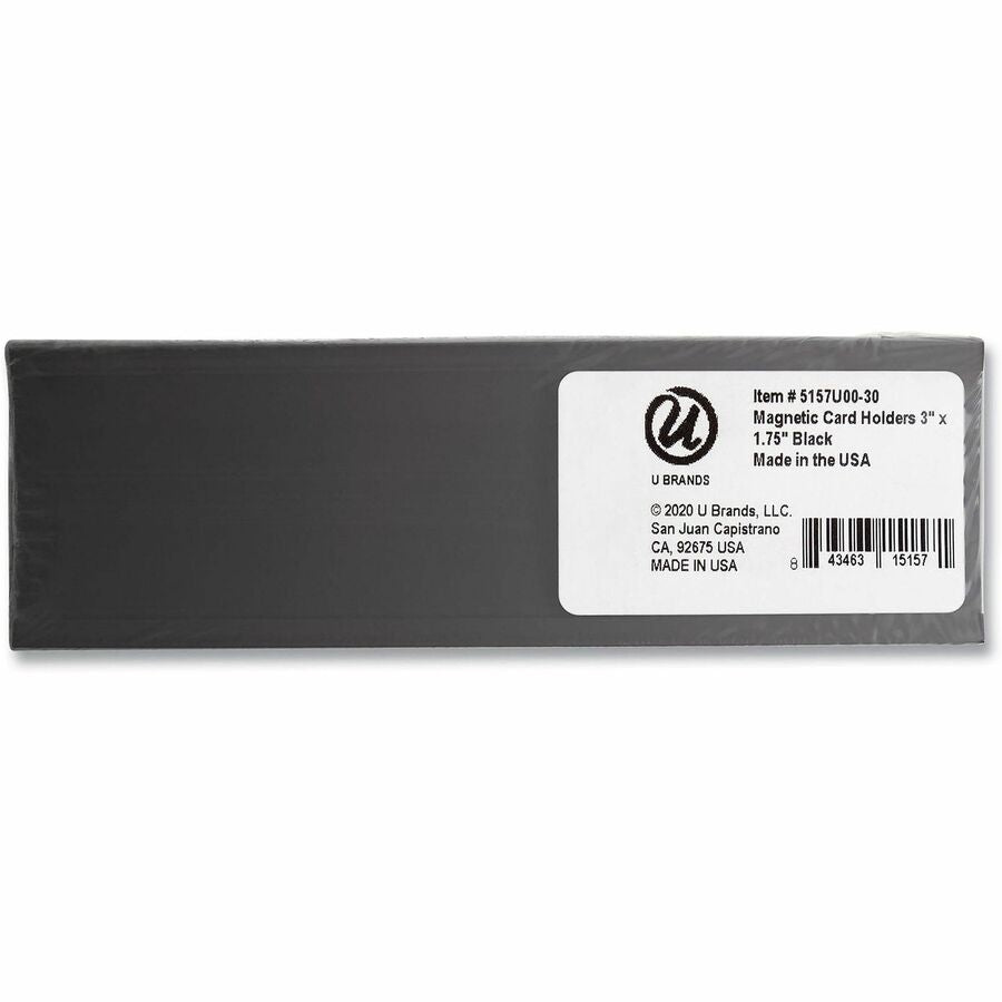Magnetic Card Holders, 3 x 1.75, Black, 10/Pack