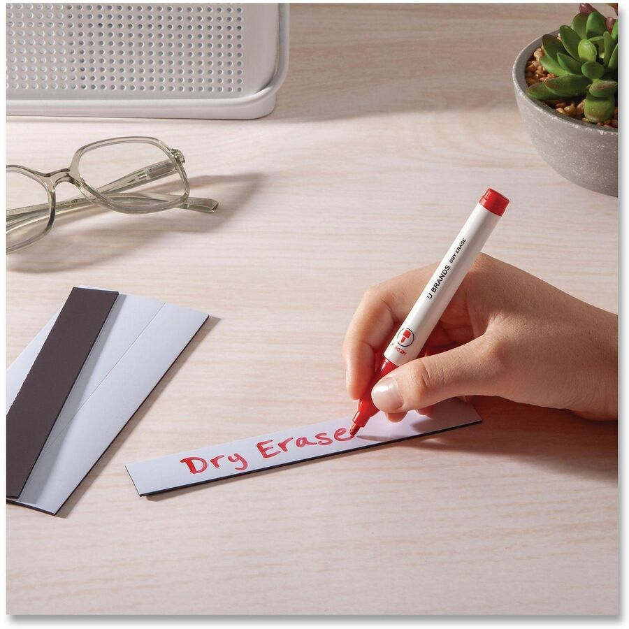 Dry Erase Magnetic Tape Strips, 6" x 0.88", White, 25/Pack