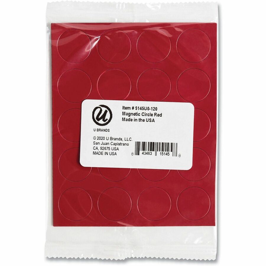 Heavy-Duty Board Magnets, Circles, Red, 0.75" Diameter, 20/Pack