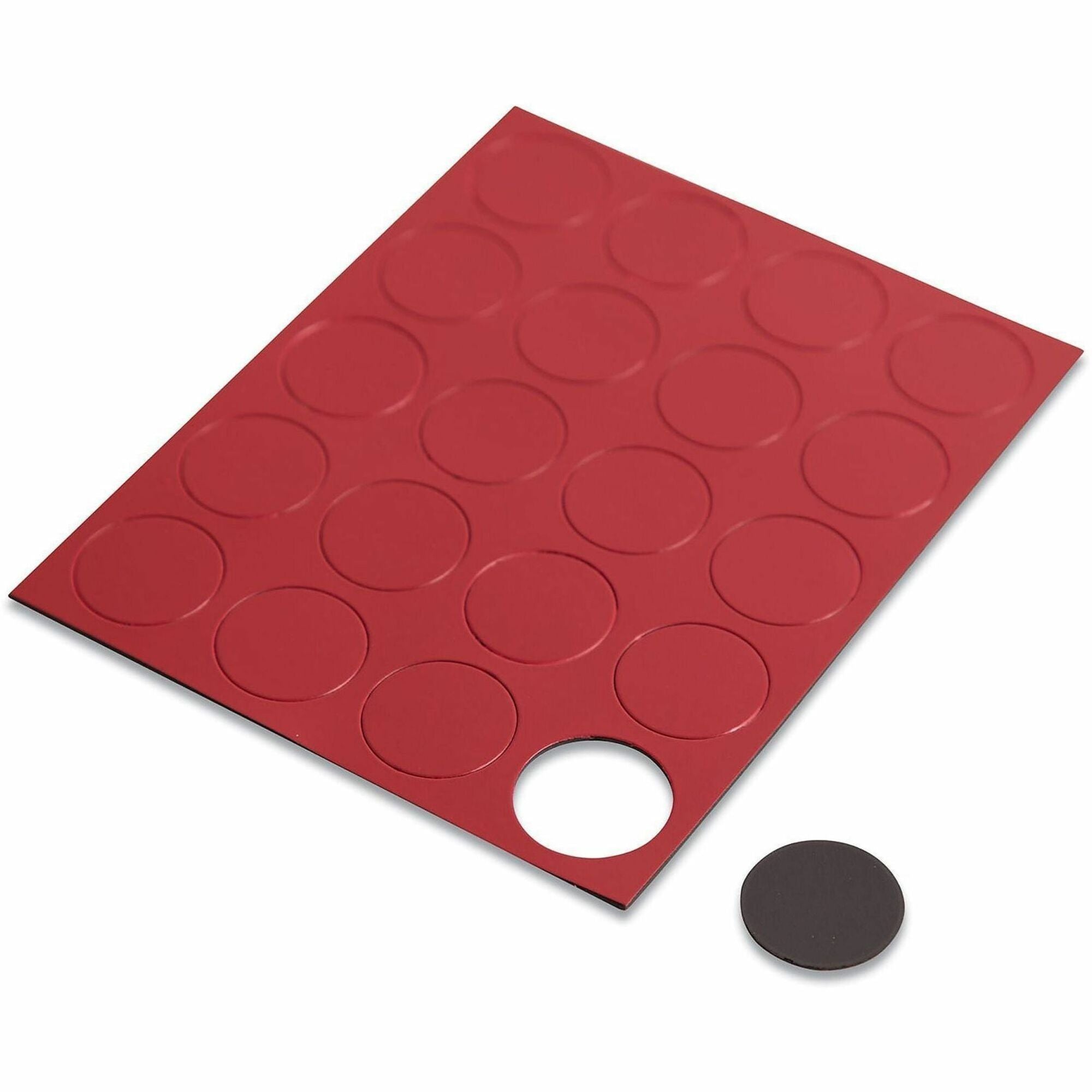 Heavy-Duty Board Magnets, Circles, Red, 0.75" Diameter, 20/Pack