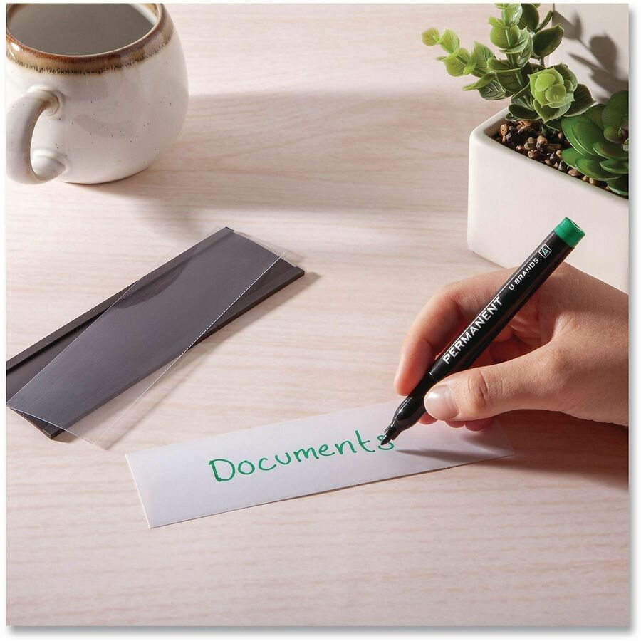 Magnetic Card Holders, 6 x 2, Black, 10/Pack