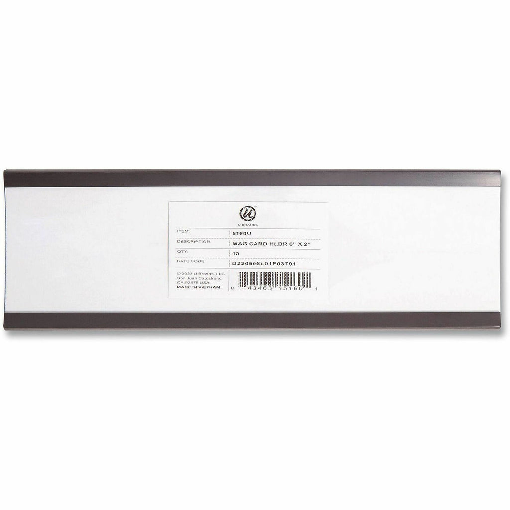 Magnetic Card Holders, 6 x 2, Black, 10/Pack