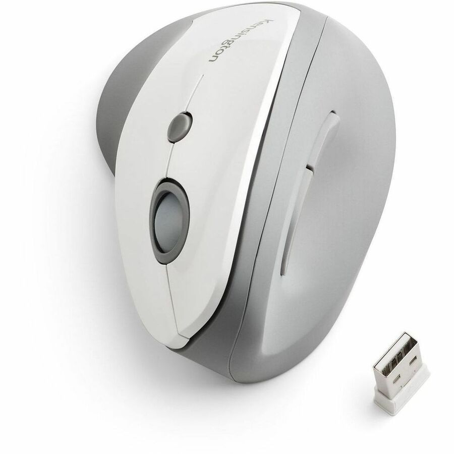 Pro Fit Ergo Vertical Wireless Mouse, 2.4 GHz Frequency/65.62 ft Wireless Range, Right Hand Use, Gray