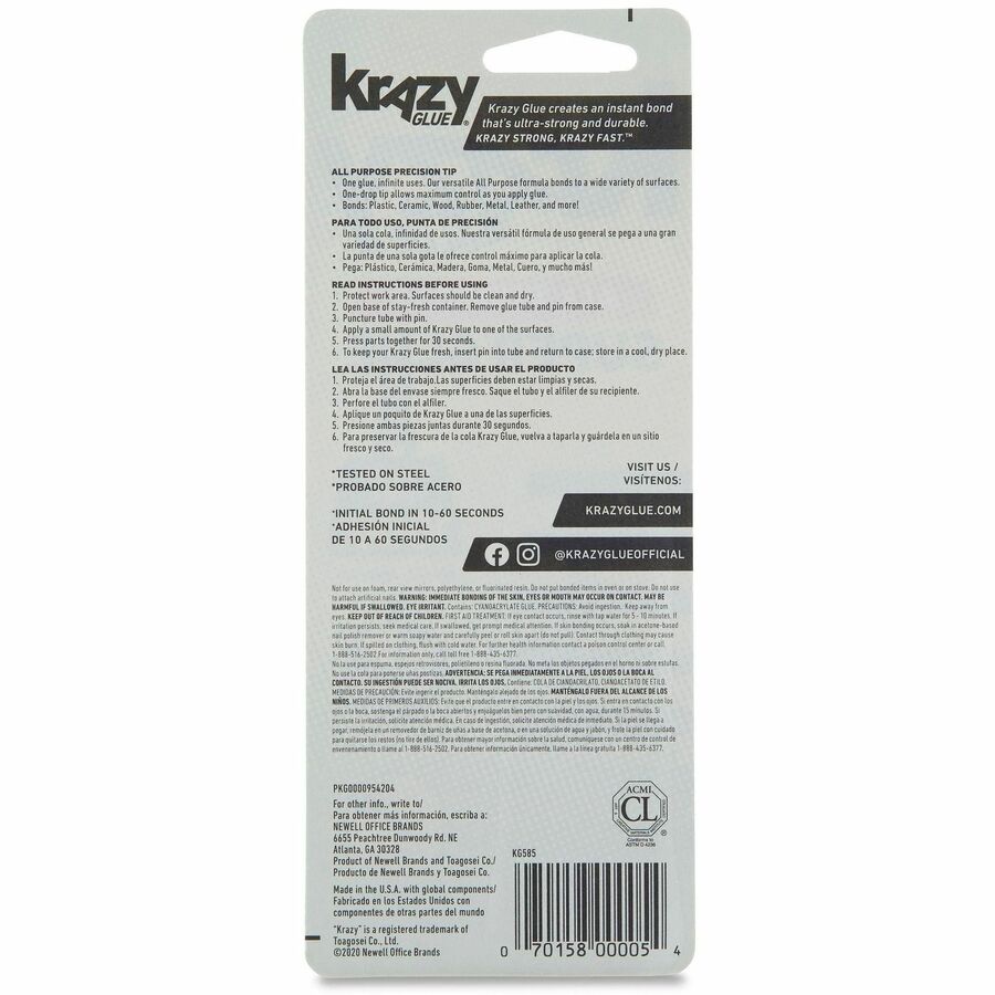 All Purpose Krazy Glue, 0.07 oz, Dries Clear