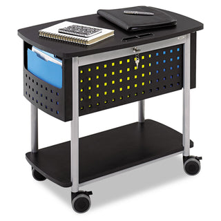 Scoot Mobile File, Metal, 2 Shelves, 2 Bins, 29.75" x 18.75" x 27", Black/Silver - 