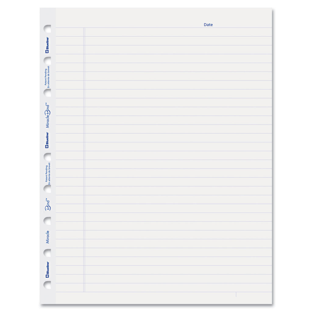 MiracleBind Ruled Paper Refill Sheets for all MiracleBind Notebooks and Planners, 9.25 x 7.25, White/Blue Sheets, Undated