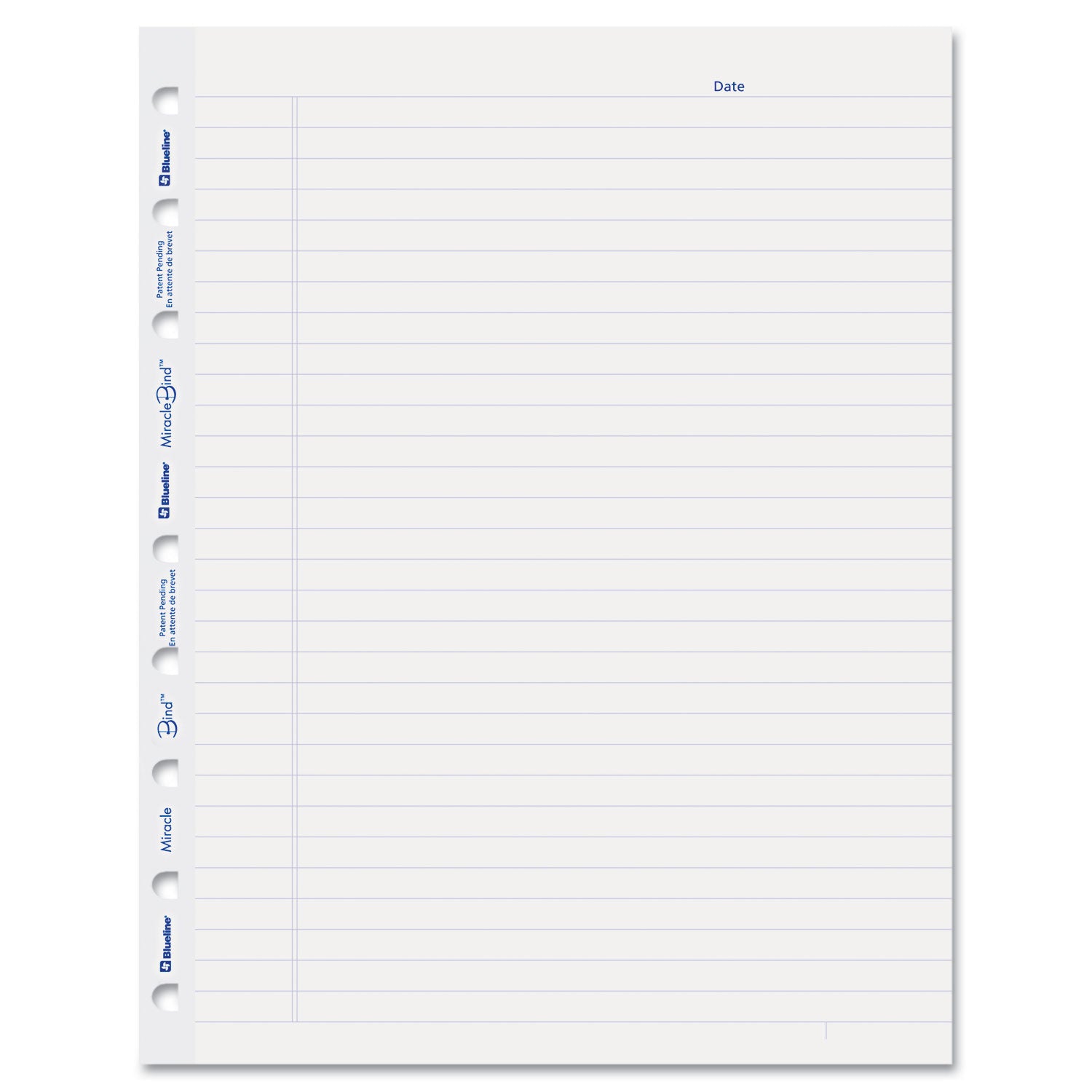 MiracleBind Ruled Paper Refill Sheets for all MiracleBind Notebooks and Planners, 9.25 x 7.25, White/Blue Sheets, Undated - 