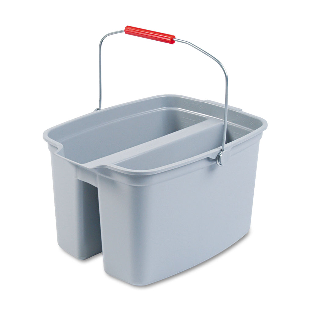 19 Quart Double Utility Pail, Plastic, Gray, 18 x 14.5 x 10 - 