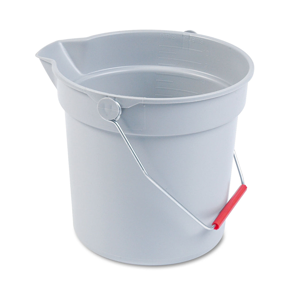 10 Quart Plastic Utility Pail, Plastic, Gray, 10.5" dia - 
