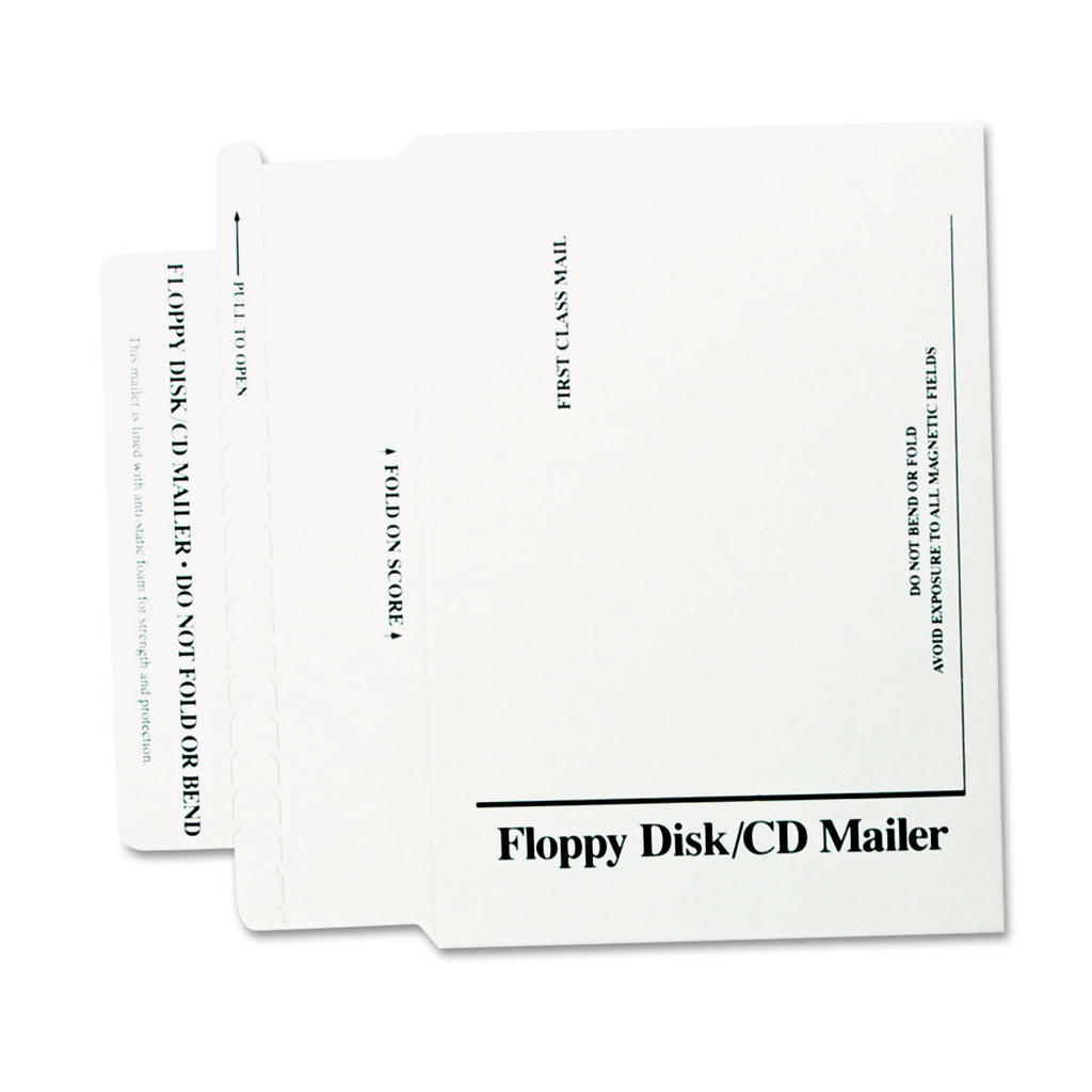 Disk/CD Foam-Lined Mailers for CDs/DVDs, Square Flap, Redi-Strip Adhesive Closure, 8.5 x 6, White, 25/Box
