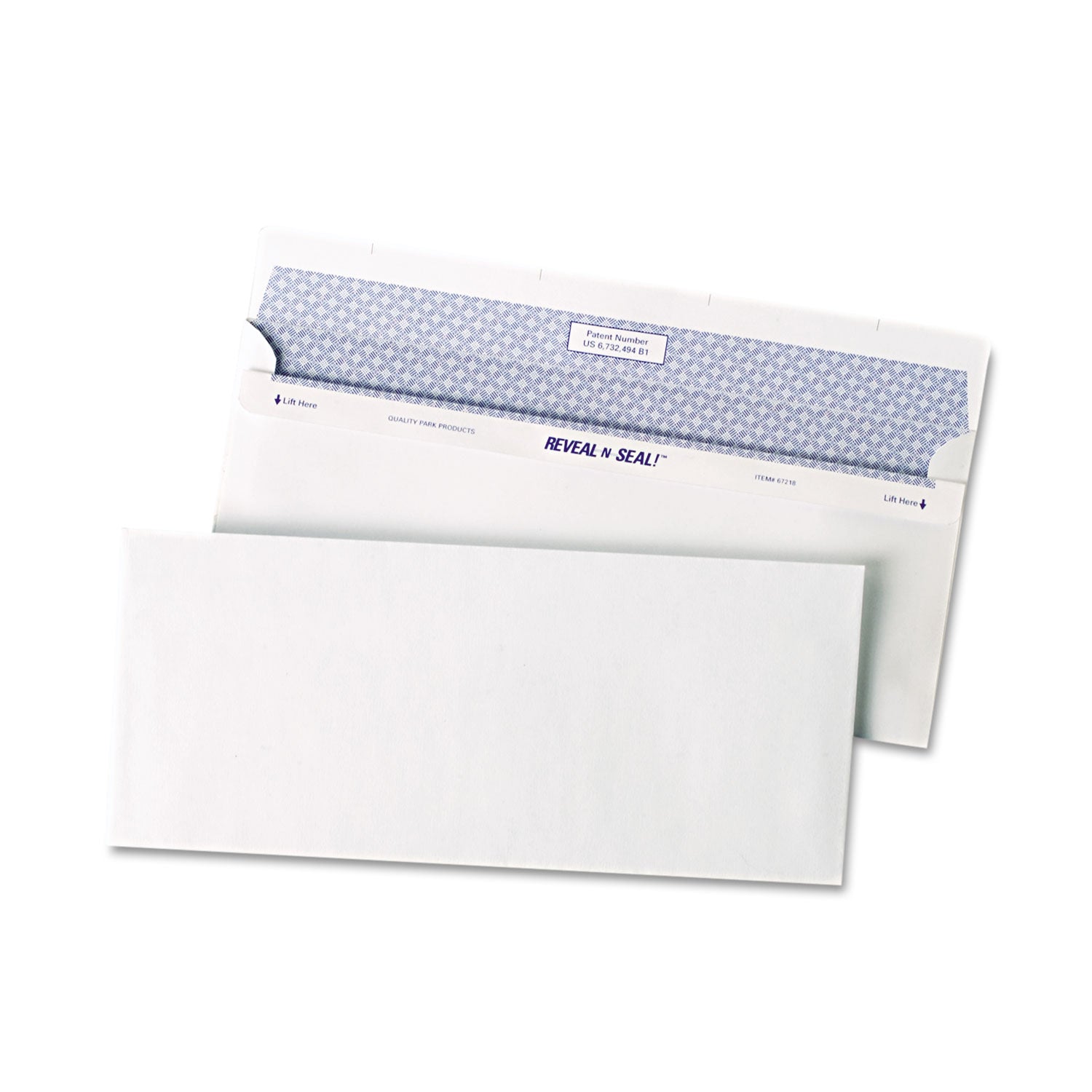 Reveal-N-Seal Security Tinted Envelope, #10, Commercial Flap, Self-Adhesive Closure, 4.13 x 9.5, White, 500/Box - 