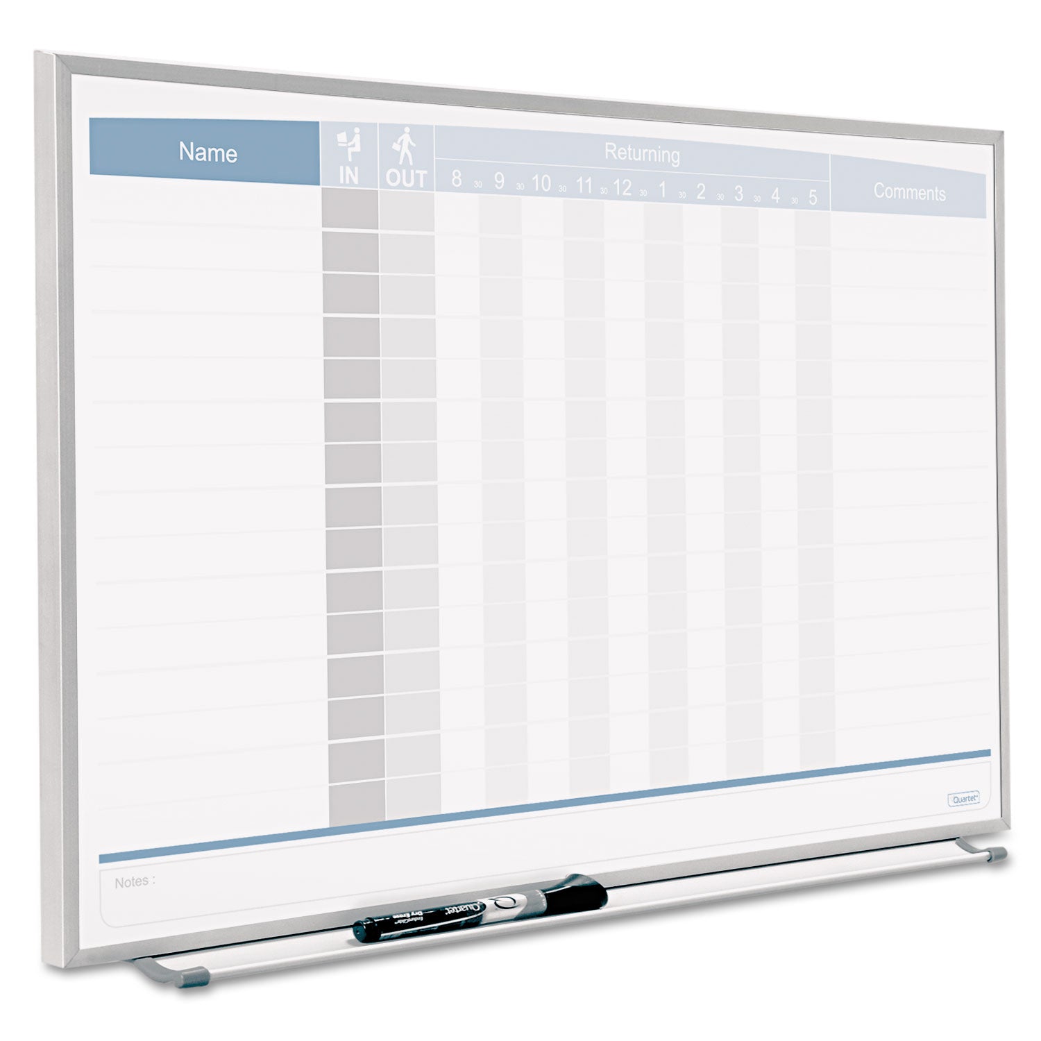 Quartet Matrix 15-employee In/Out Board - 16" Height x 23" Width - White Natural Cork Surface - Magnetic, Durable - Silver Frame - 1 Each - 4