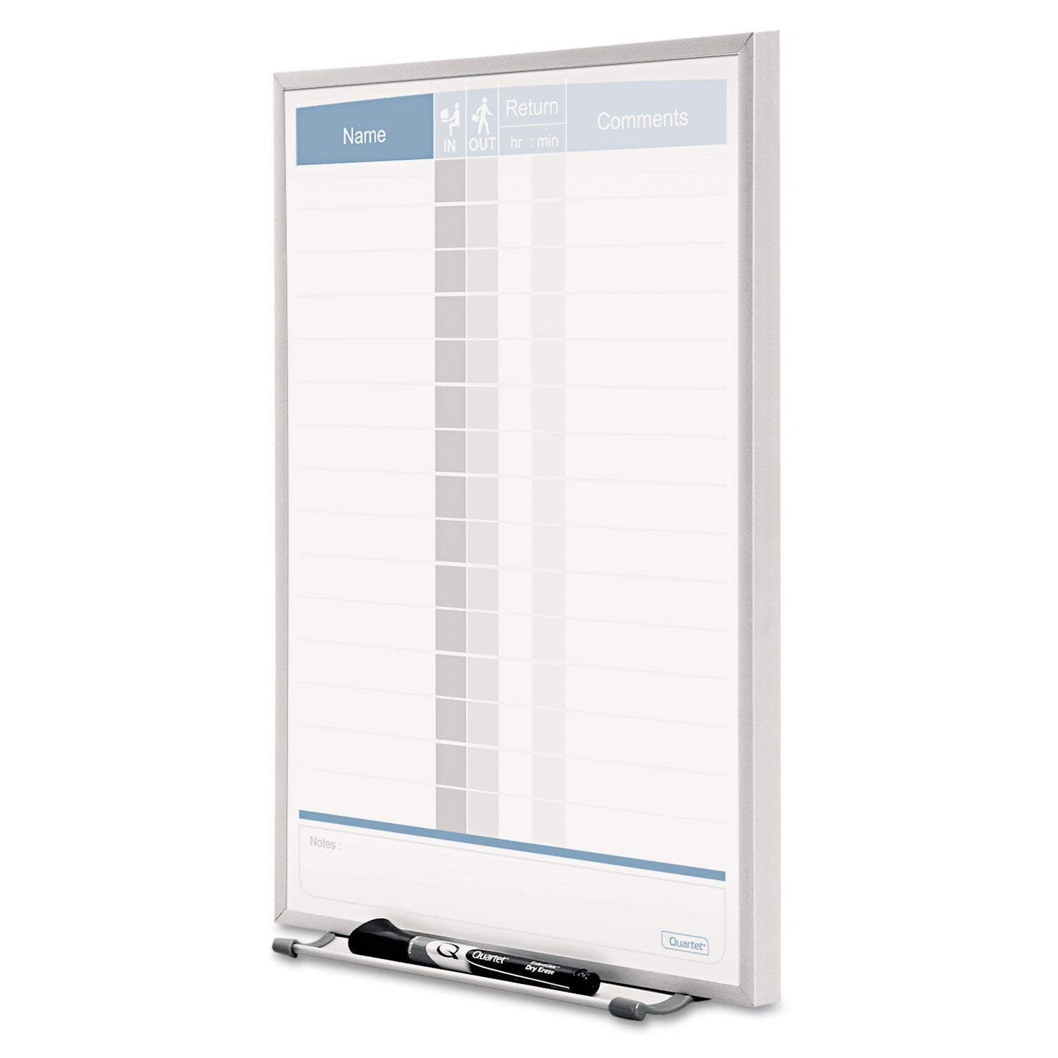 Quartet Matrix 15-employee In/Out Board - 16" Height x 11" Width - White Natural Cork Surface - Magnetic, Durable - Silver Frame - 1 Each - 3
