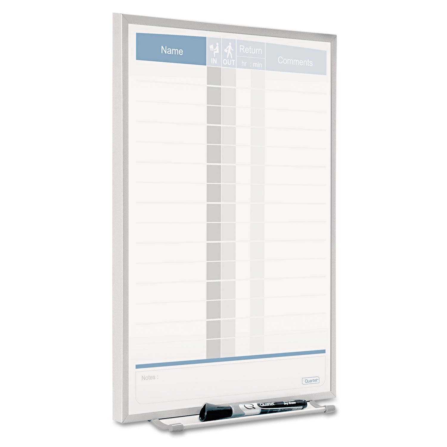 Quartet Matrix 15-employee In/Out Board - 16" Height x 11" Width - White Natural Cork Surface - Magnetic, Durable - Silver Frame - 1 Each - 4