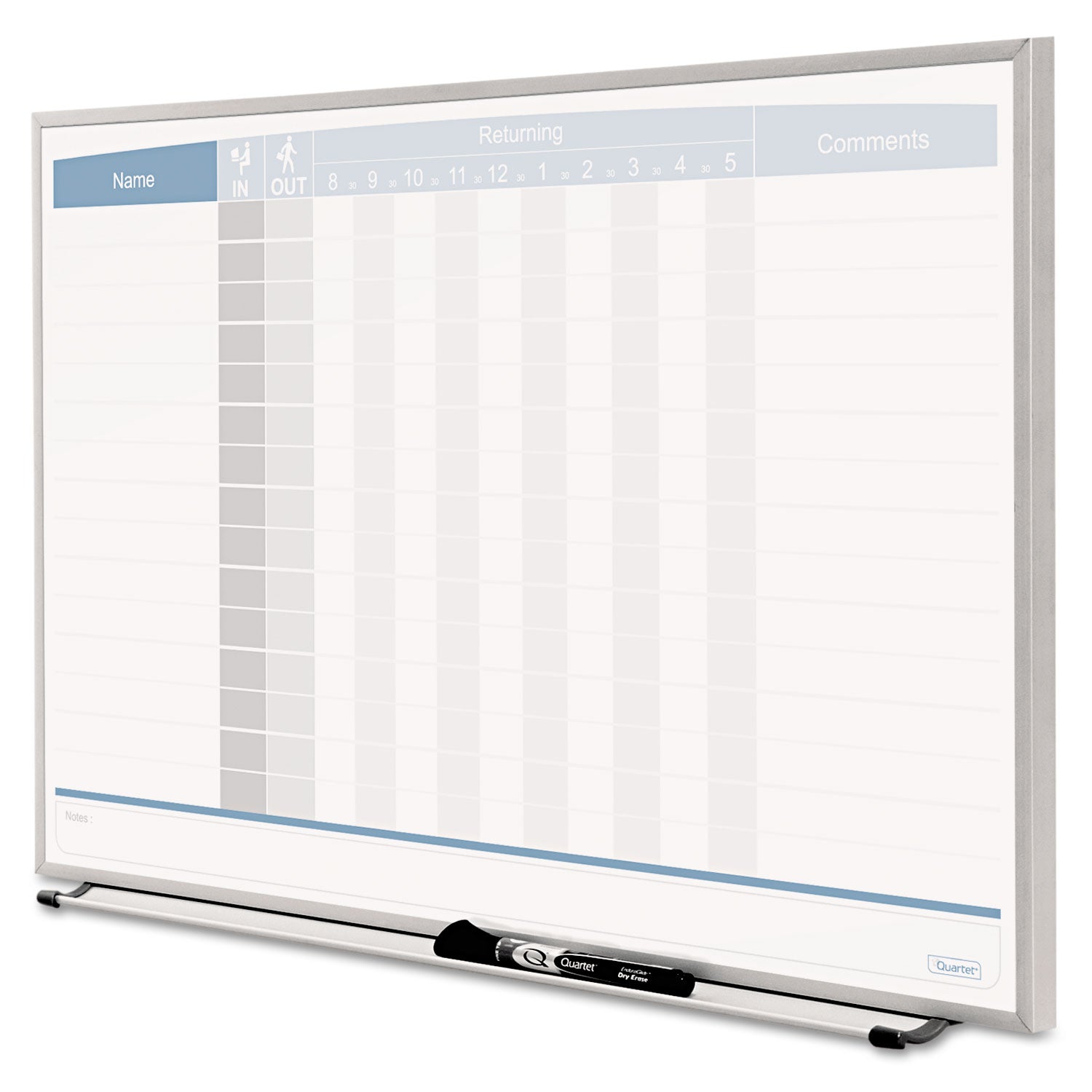 Quartet Matrix 15-employee In/Out Board - 16" Height x 23" Width - White Natural Cork Surface - Magnetic, Durable - Silver Frame - 1 Each - 3