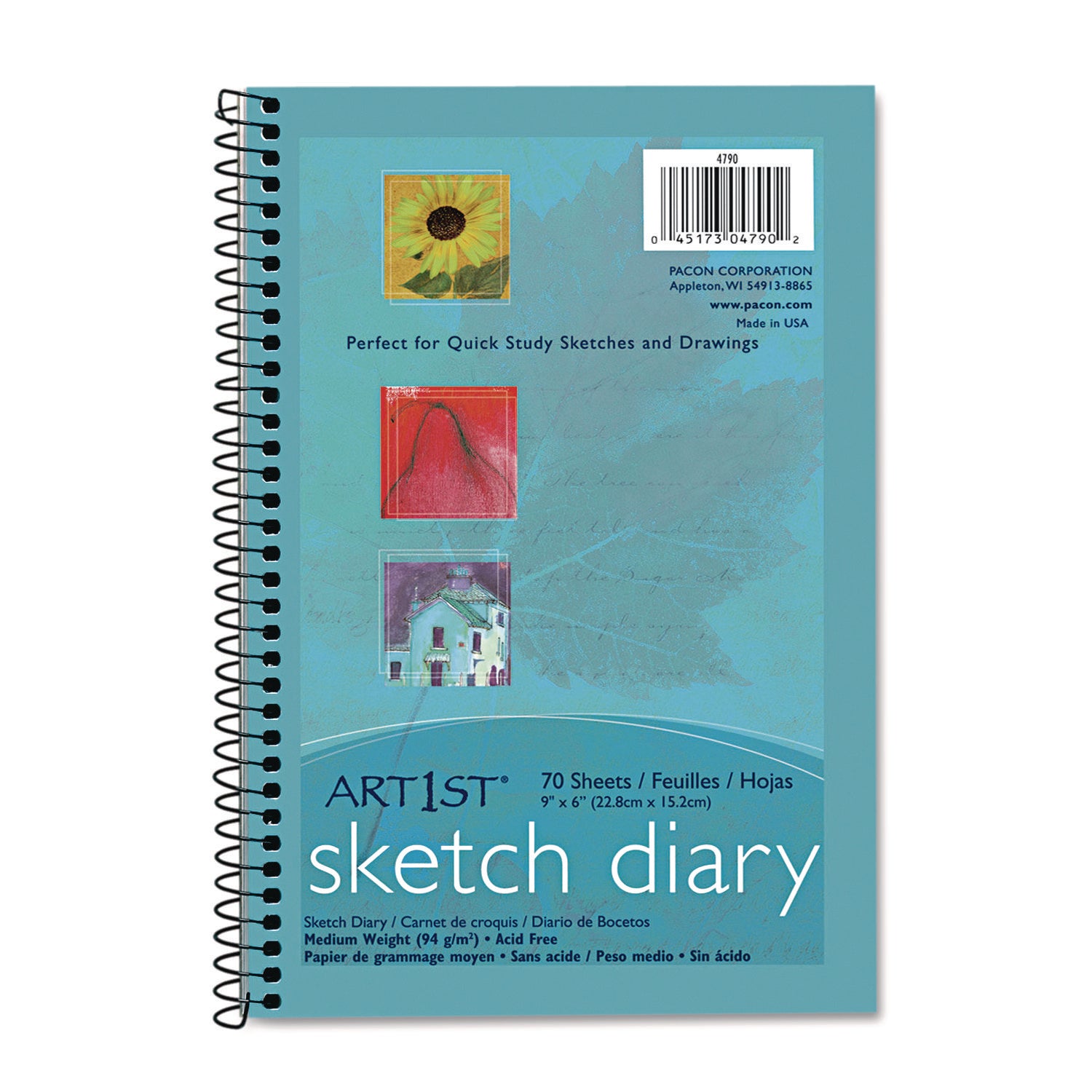 Art1st Sketch Diary, 64 lb Text Paper Stock, Blue Cover, (70) 9 x 6 Sheets
