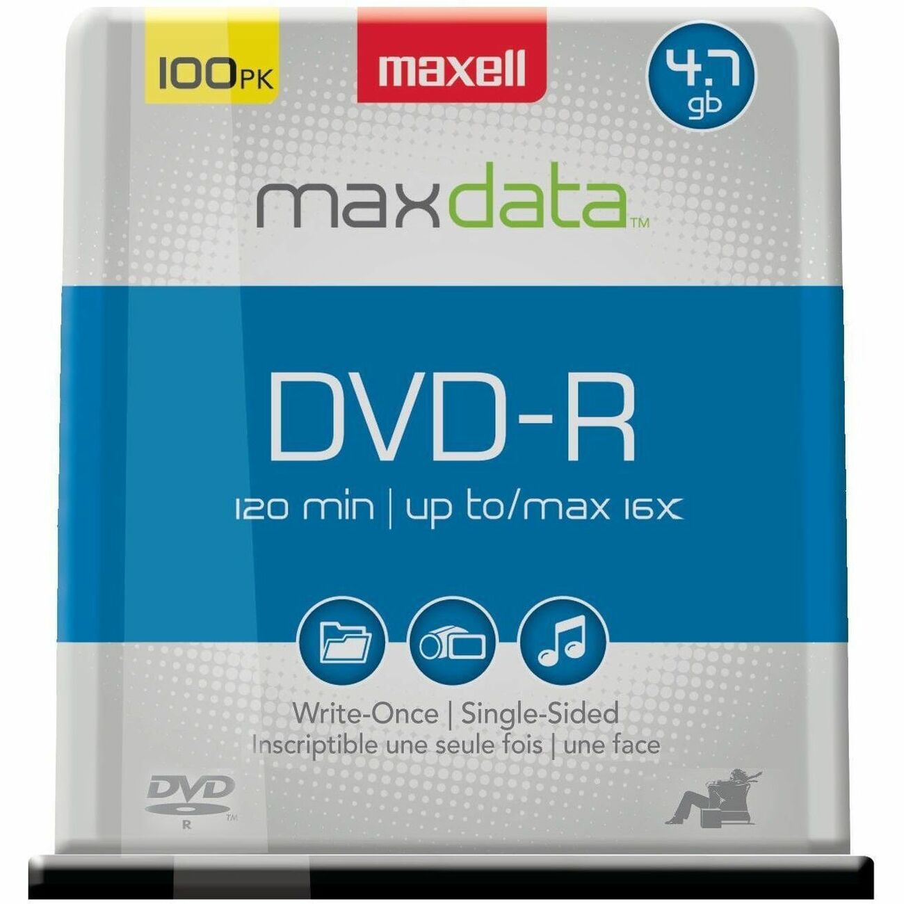 DVD-R Recordable Disc, 4.7 GB, 16x, Spindle, Gold, 100/Pack