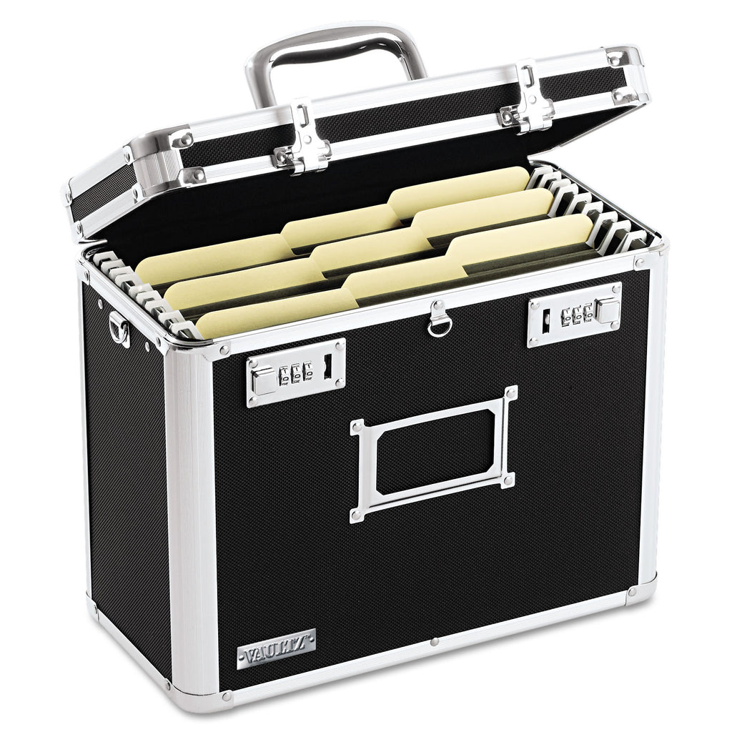 Locking File Chest, Letter Files, 13.75" x 7.25" x 12.25", Black - 