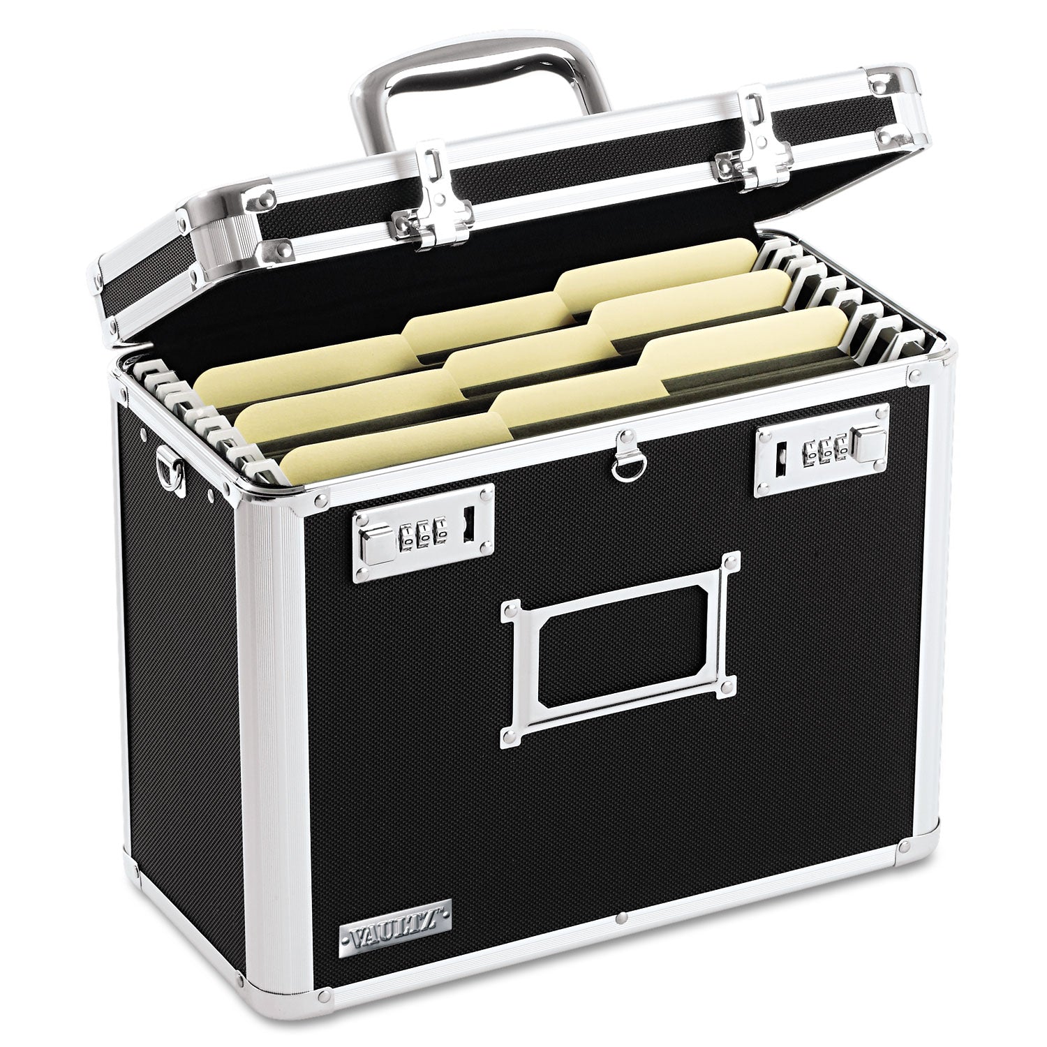 Locking File Chest, Letter Files, 13.75" x 7.25" x 12.25", Black - 