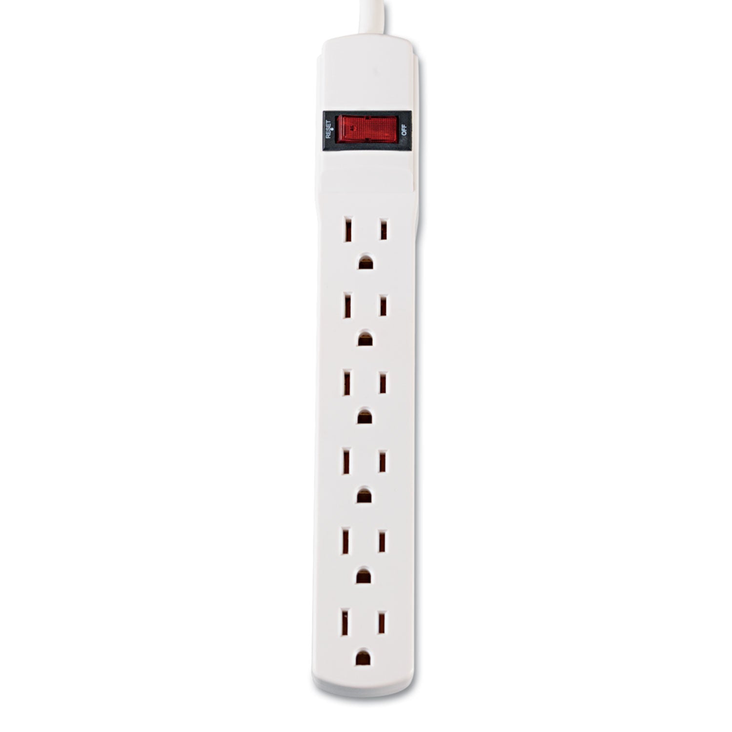 Power Strip, 6 Outlets, 15 ft Cord, Ivory - 