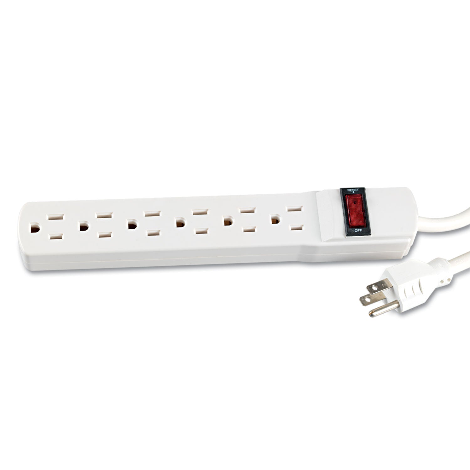 Power Strip, 6 Outlets, 15 ft Cord, Ivory