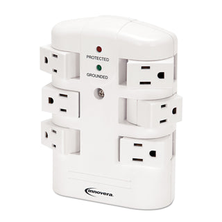 Wall Mount Surge Protector, 6 AC Outlets, 2,160 J, White - 