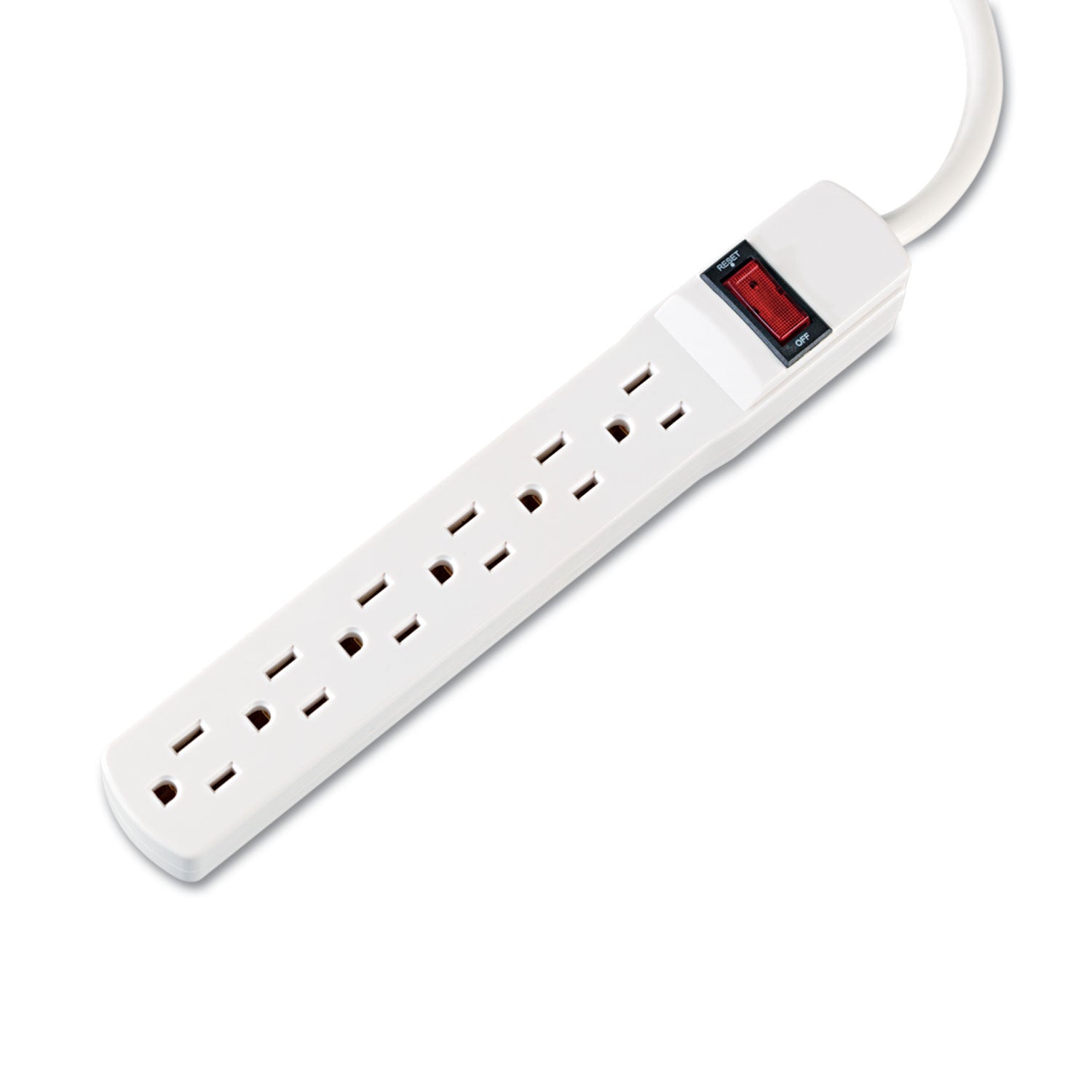 Power Strip, 6 Outlets, 6 ft Cord, Ivory - 