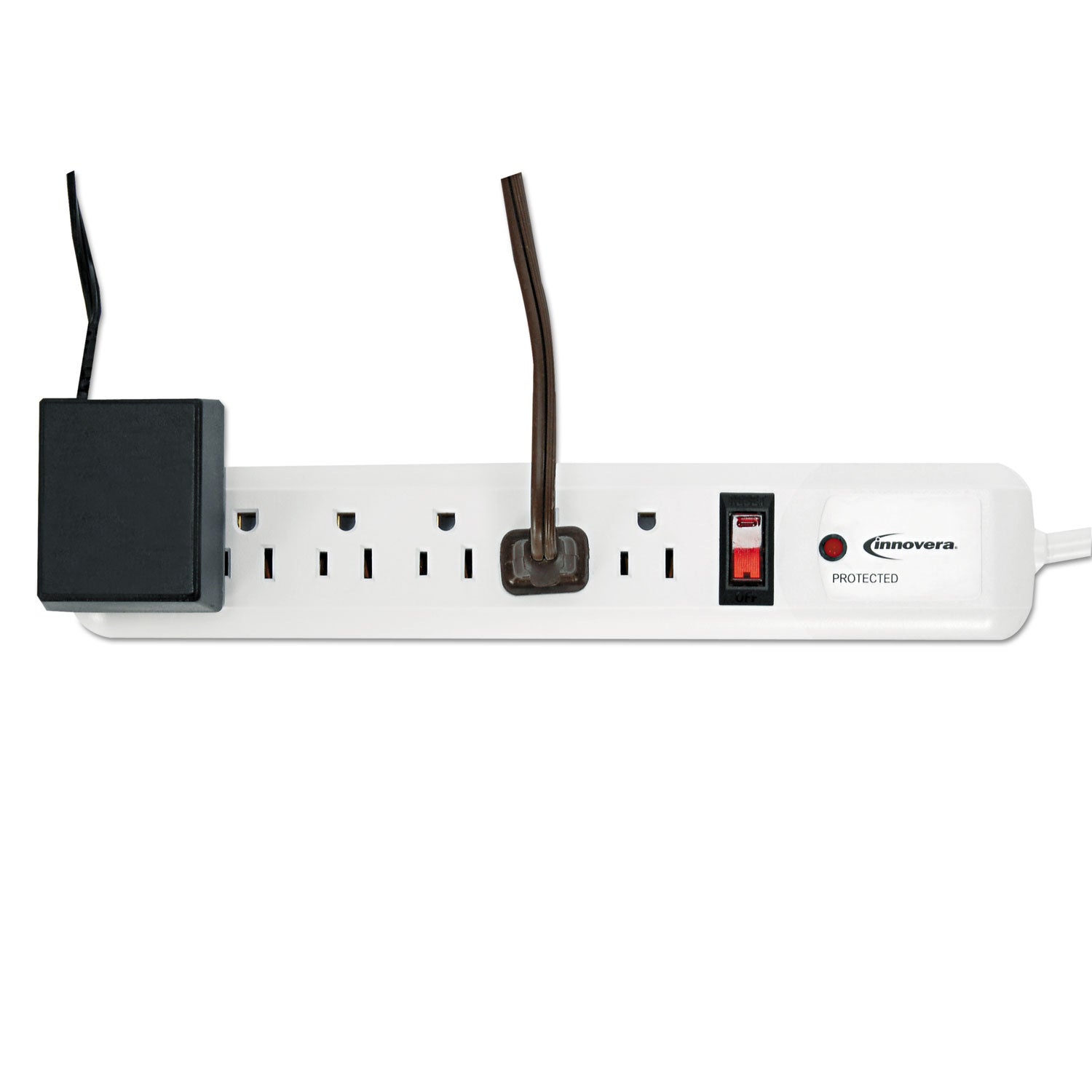 Surge Protector, 6 AC Outlets, 4 ft Cord, 540 J, White - 