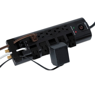 Surge Protector, 10 AC Outlets, 6 ft Cord, 2,880 J, Black - 