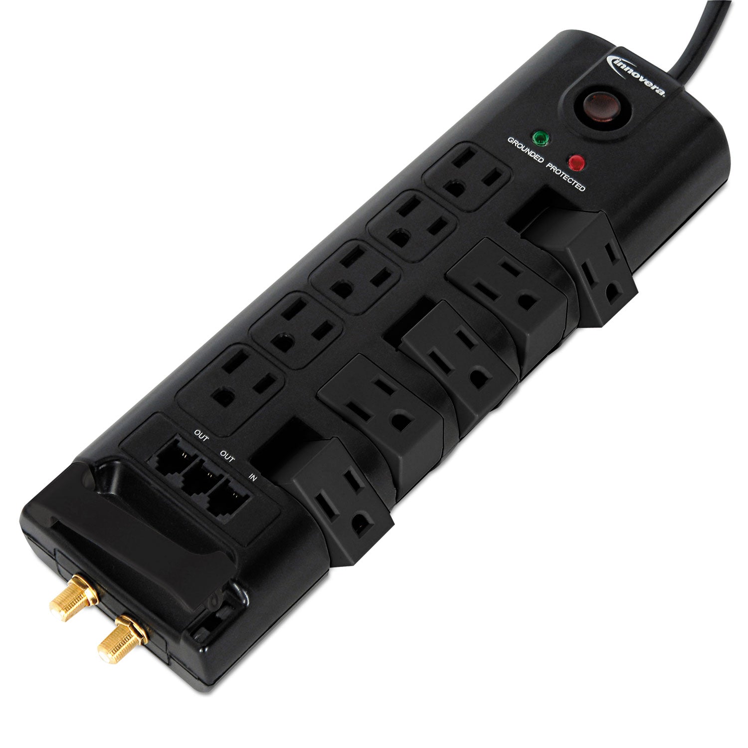 Surge Protector, 10 AC Outlets, 6 ft Cord, 2,880 J, Black - 
