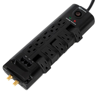 Surge Protector, 10 AC Outlets, 6 ft Cord, 2,880 J, Black - 