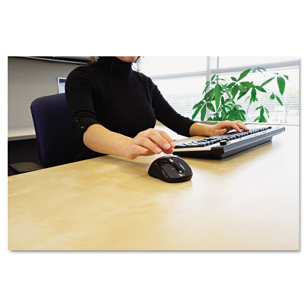 Wireless Optical Mouse with USB-A, 2.4 GHz Frequency/32 ft Wireless Range, Left/Right Hand Use, Gray/Black - 