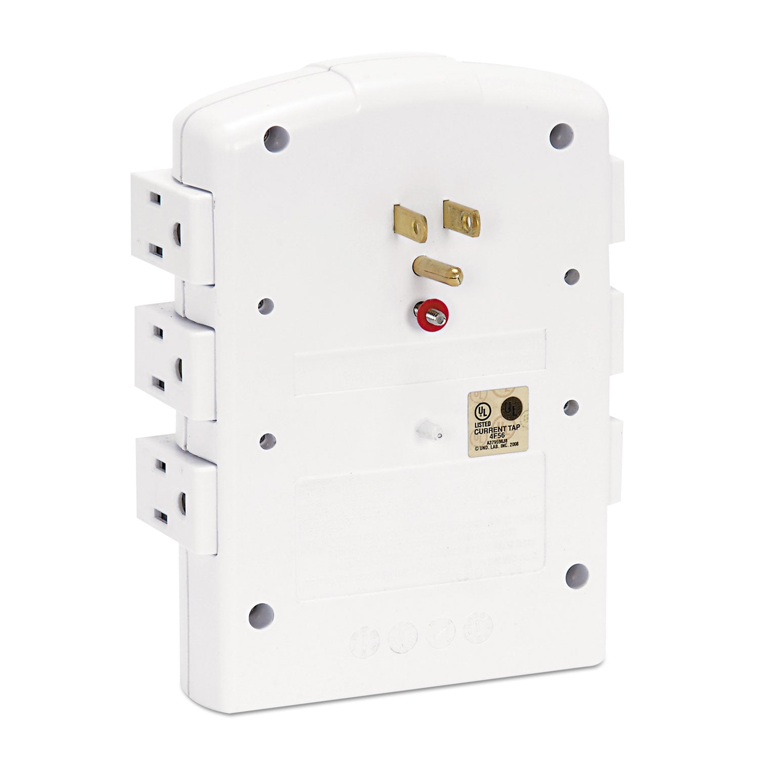 Wall Mount Surge Protector, 6 AC Outlets, 2,160 J, White - 