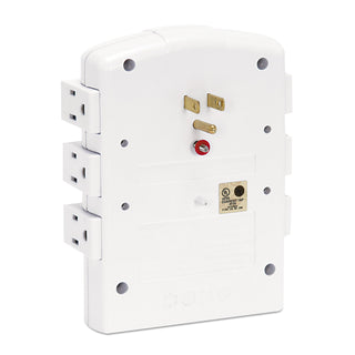 Wall Mount Surge Protector, 6 AC Outlets, 2,160 J, White - 