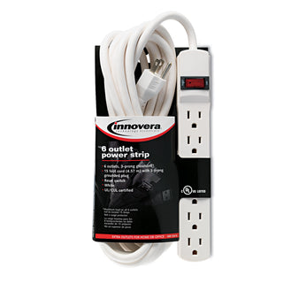 Power Strip, 6 Outlets, 15 ft Cord, Ivory