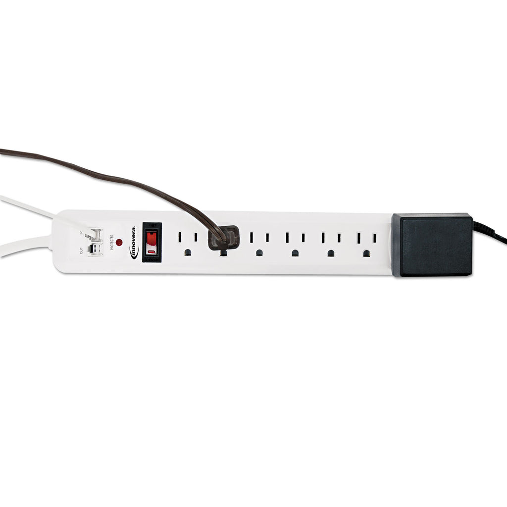 Surge Protector, 7 AC Outlets, 4 ft Cord, 1,080 J, White - 