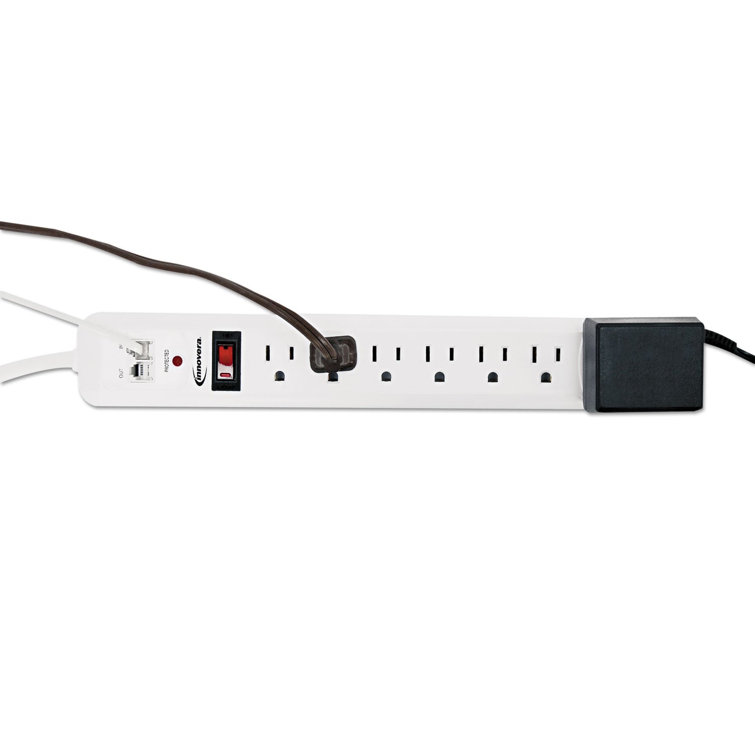 Surge Protector, 7 AC Outlets, 4 ft Cord, 1,080 J, White - 