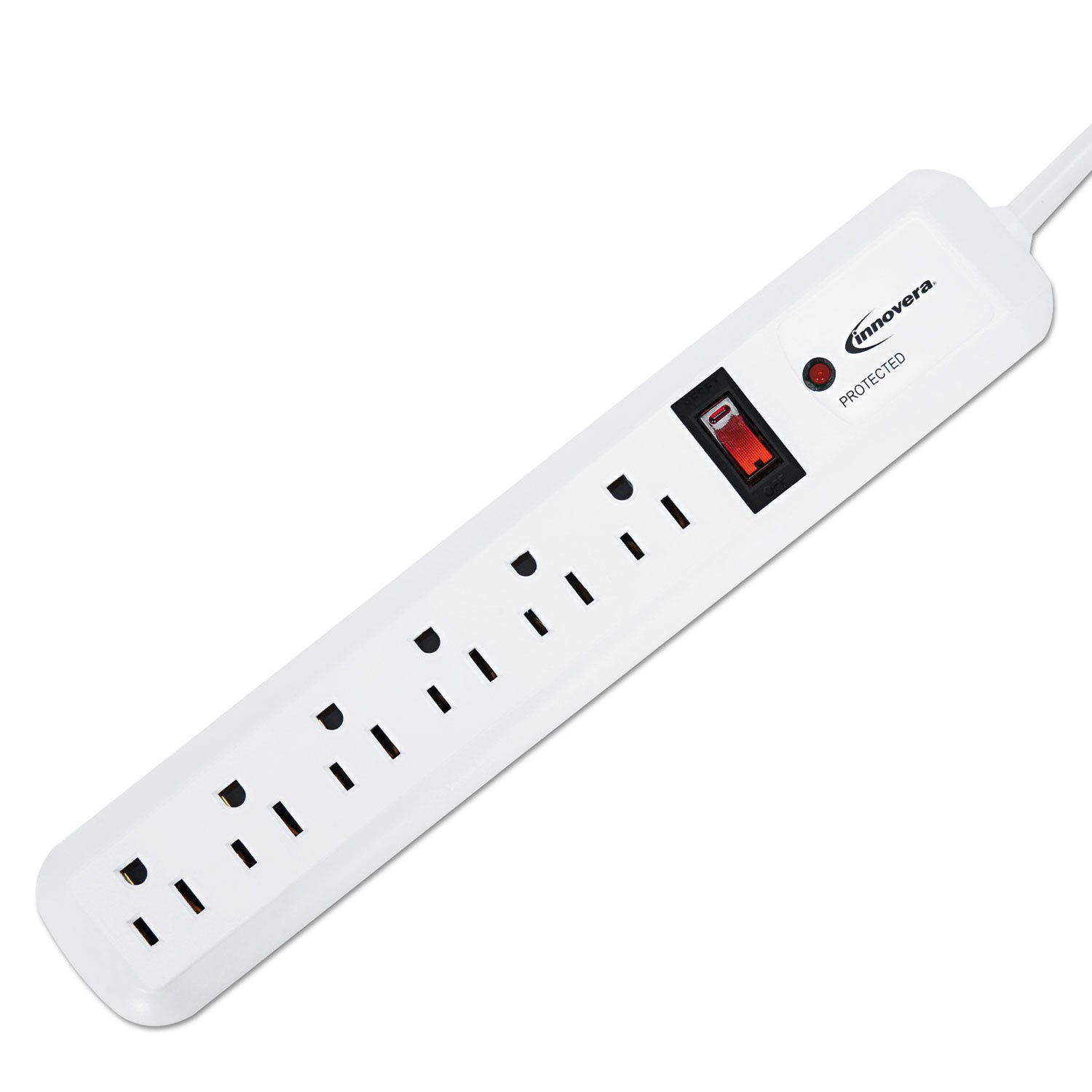 Surge Protector, 6 AC Outlets, 4 ft Cord, 540 J, White - 