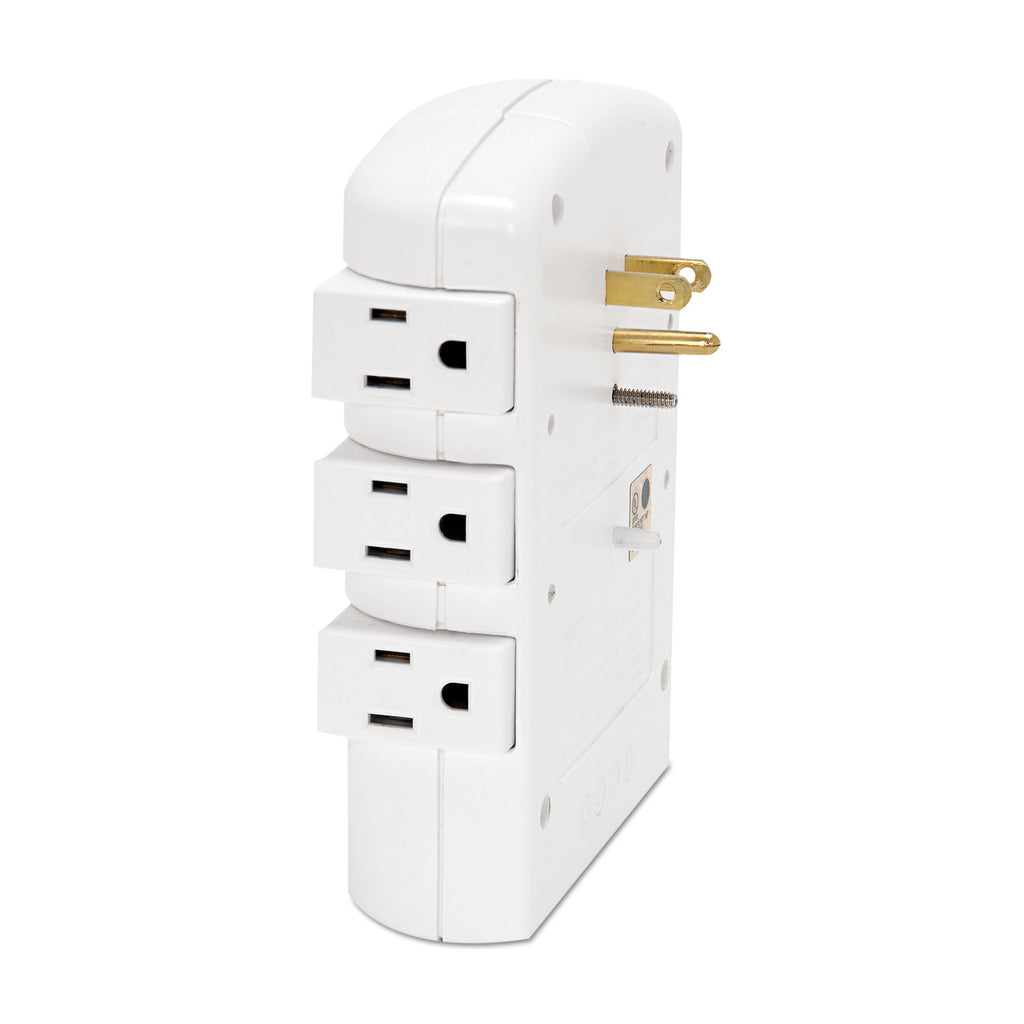 Wall Mount Surge Protector, 6 AC Outlets, 2,160 J, White - 