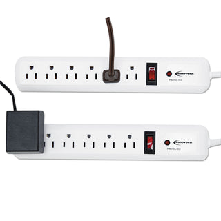 Surge Protector, 6 AC Outlets, 4 ft Cord, 540 J, White, 2/Pack - 