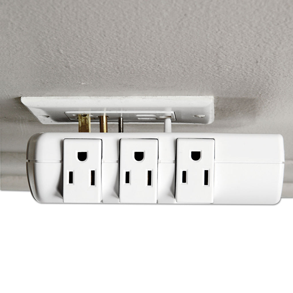Wall Mount Surge Protector, 6 AC Outlets, 2,160 J, White - 
