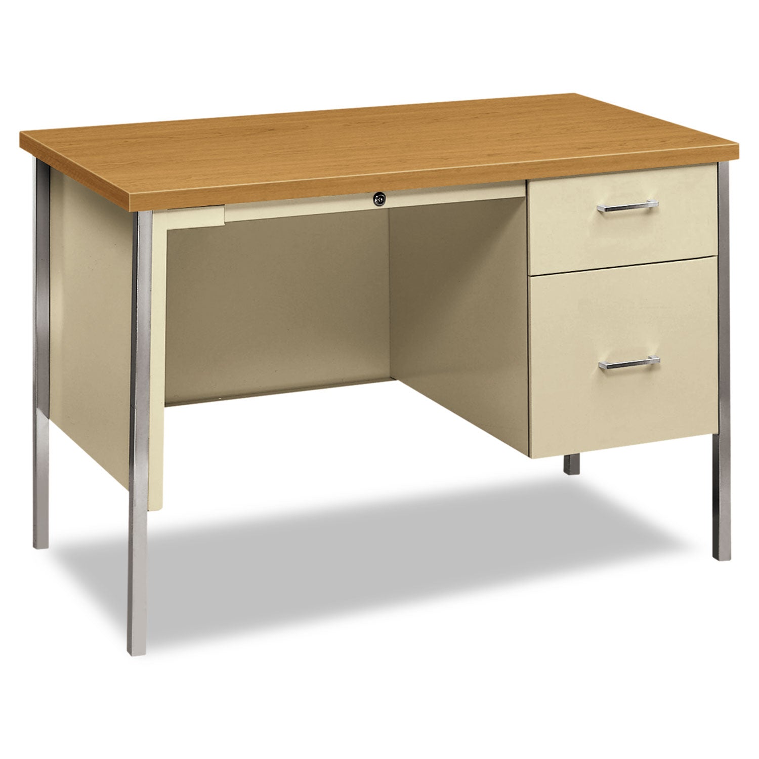 34000 Series Right Pedestal Desk, 45.25" x 24" x 29.5", Harvest/Putty - 